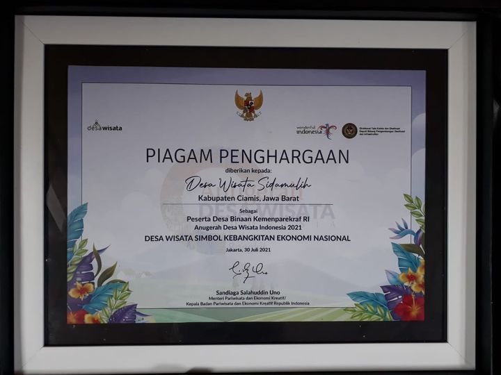Desa Wisata Sidamulih Dapat Penghargaan dari Mentri Pariwisata
